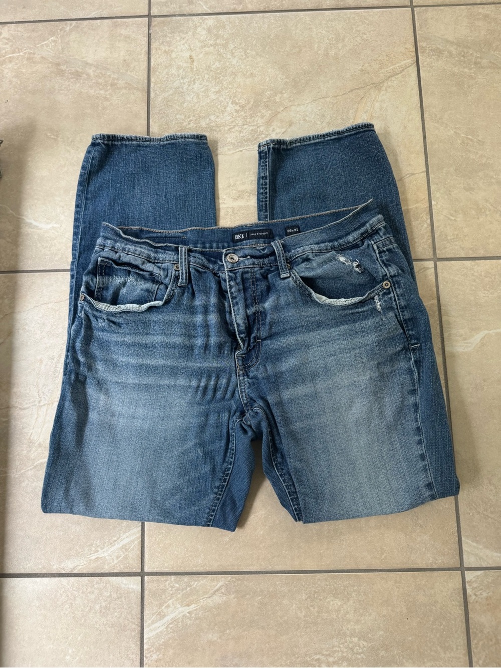 BKE Jake Straight Distressed Denim Jeans